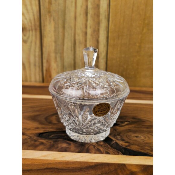 Vintage Crystal DArques Lidded Candy Dish With Starburst Design - Picture 10 of 11
